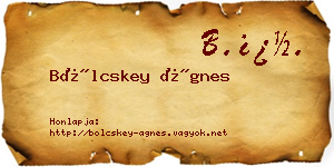 Bölcskey Ágnes névjegykártya